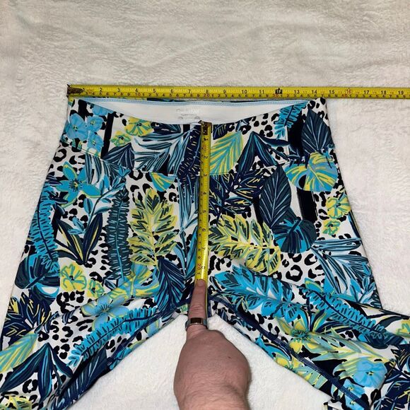 Calvin Klein Performance Womens Large Athletic Leggings Blue Green Abstract EUC - Picture 7 of 9